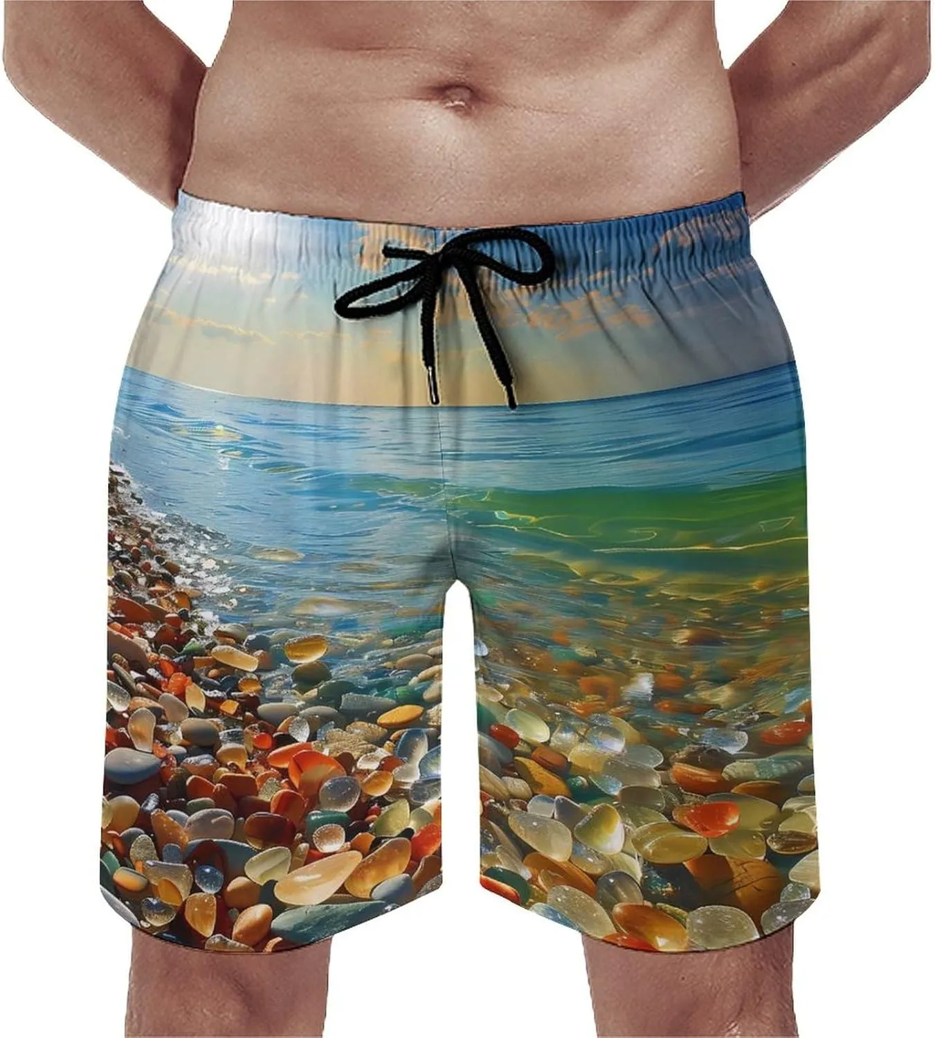 Gemstone Beach Men's Swim Trunks Quick Dry Board Shorts Breathable Summer Beach Shorts Bathing Suits