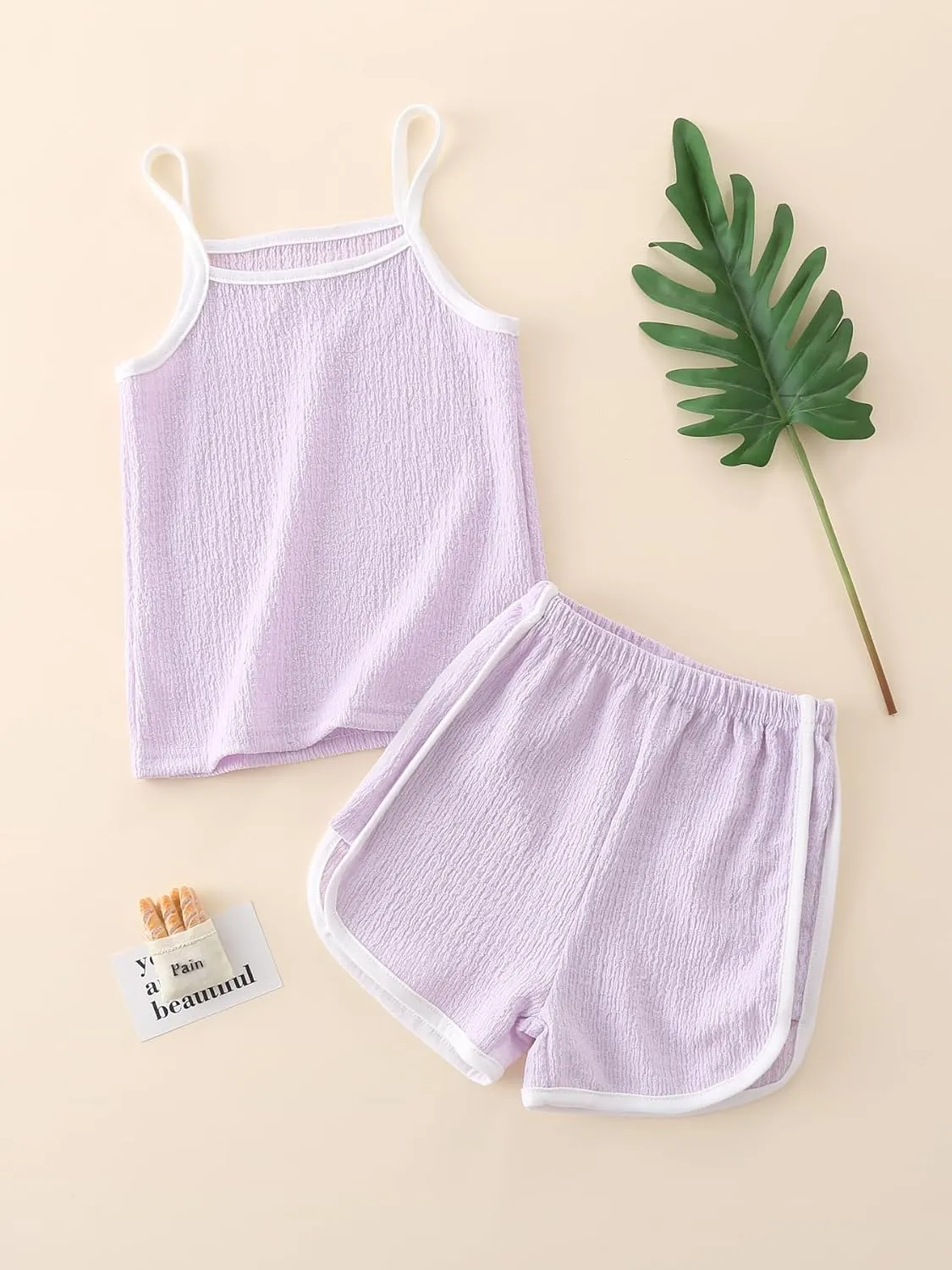 Girls 8 Pieces Summer Outfits Casual Cami Tank Top and Dolphin Shorts Clothing Sets 4-8Y