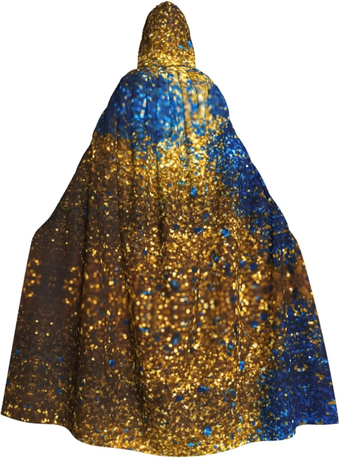 Glitter Pattern Print Halloween Hooded Cloak Hooded Cape Adult Halloween Costume Cosplay Witch Cloak with Extra Comfort Black