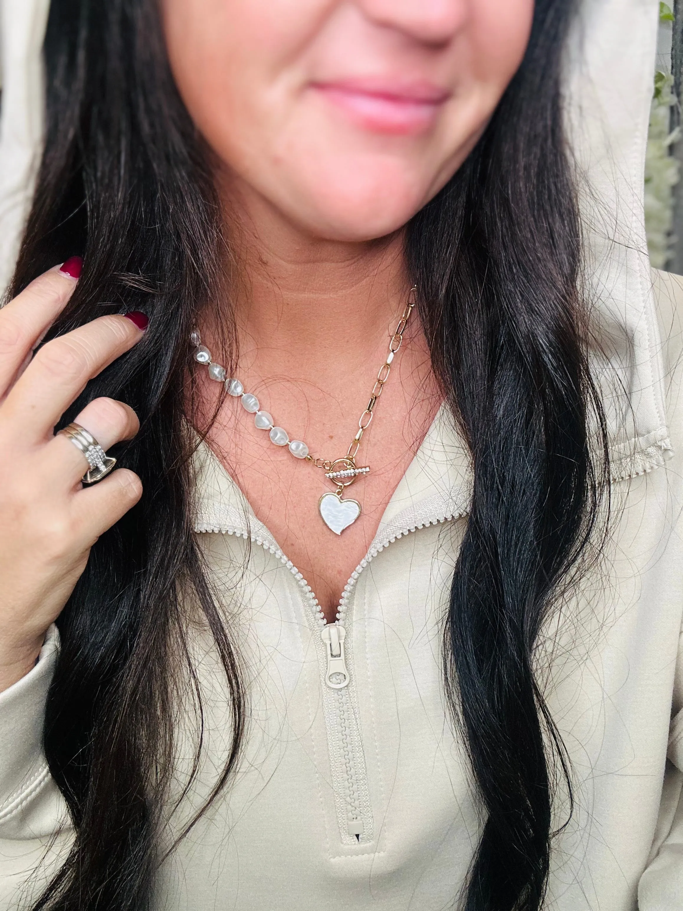Gold Chunky Chain With Heart Pendant Necklace