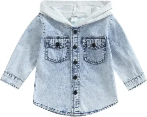 GOOCHEER Toddler Baby Boy Girl Plaid Jacket Hoodie Long Sleeve Button Down Shirts Coats Outerwear Shacket Cardigan Top