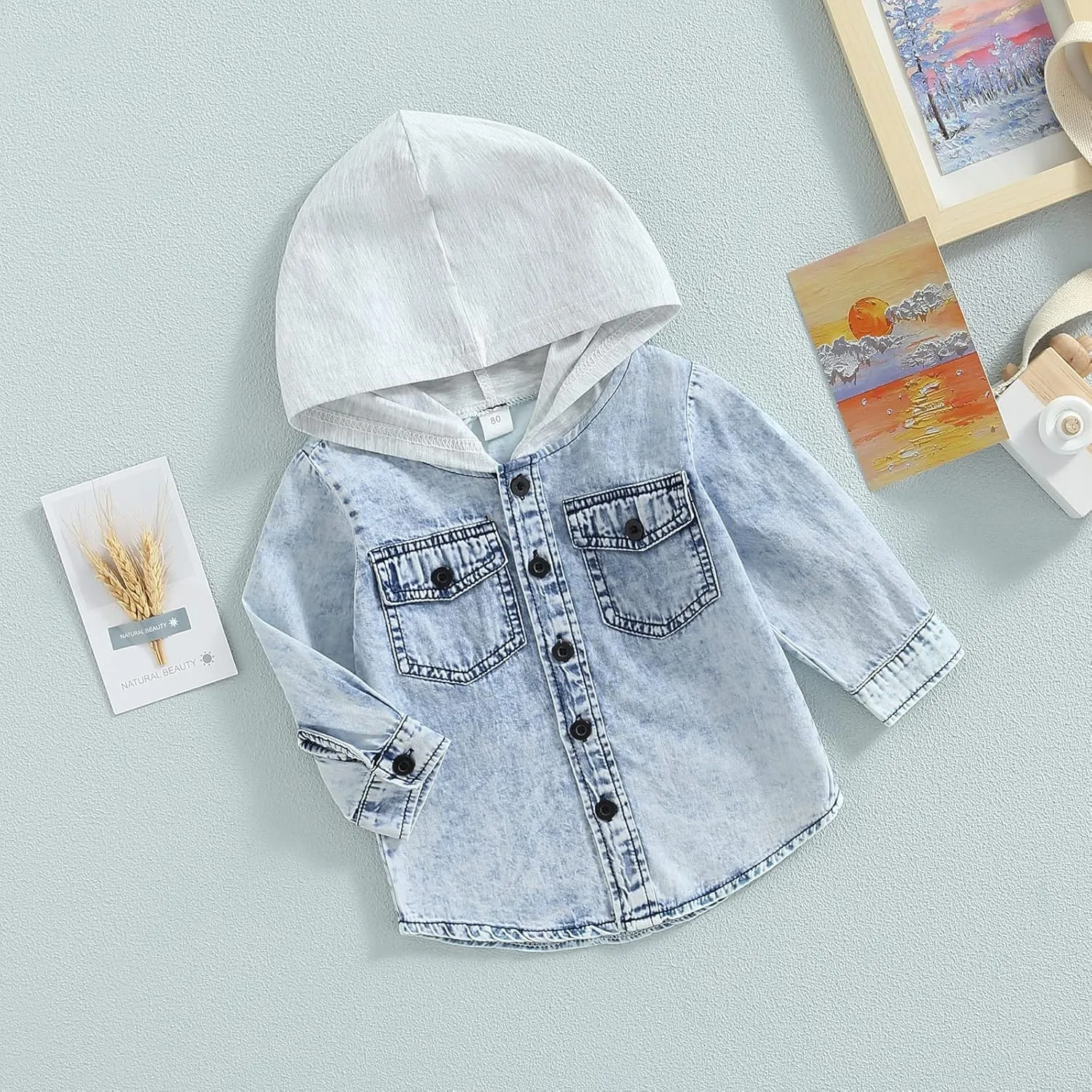 GOOCHEER Toddler Baby Boy Girl Plaid Jacket Hoodie Long Sleeve Button Down Shirts Coats Outerwear Shacket Cardigan Top