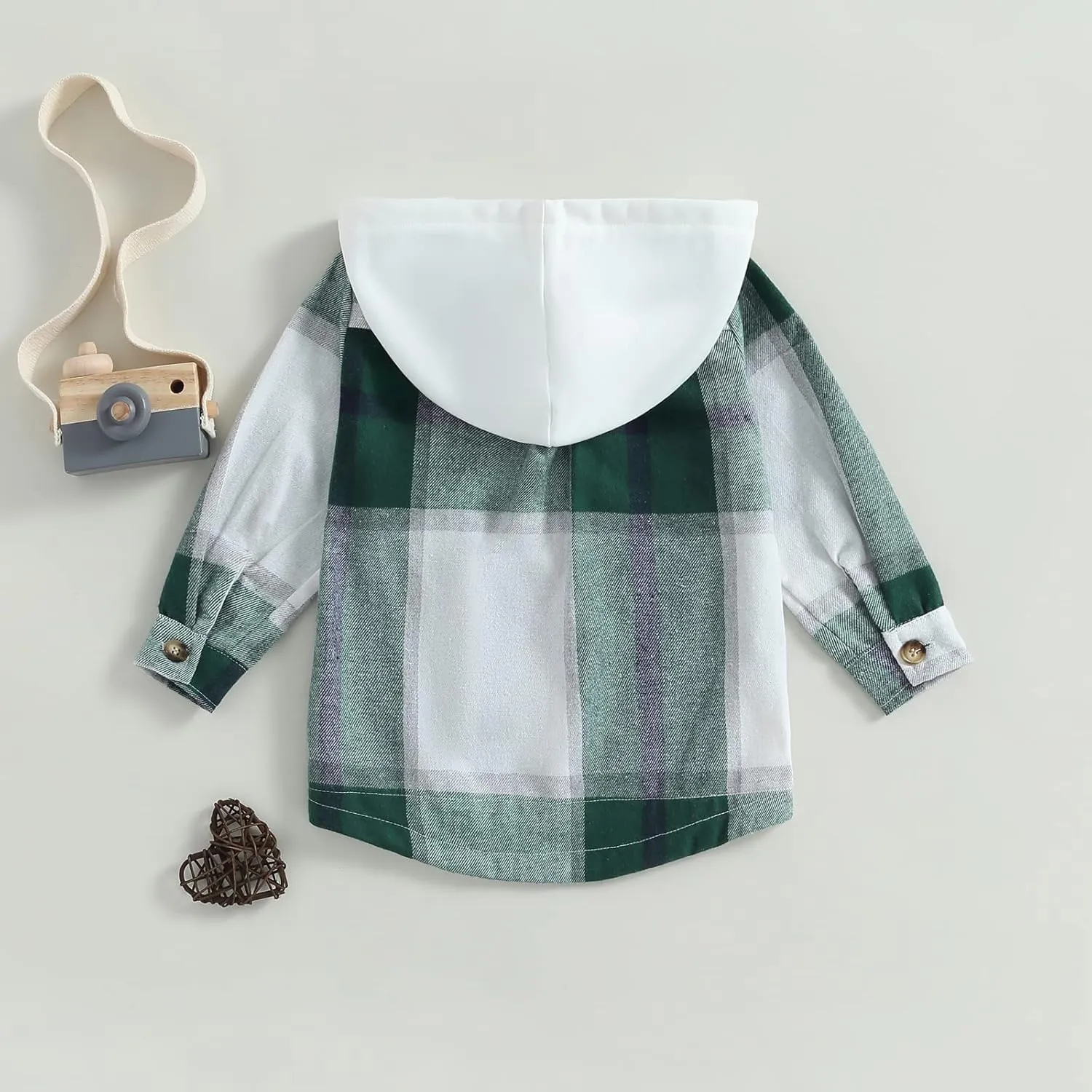 GOOCHEER Toddler Baby Boy Girl Plaid Jacket Hoodie Long Sleeve Button Down Shirts Coats Outerwear Shacket Cardigan Top