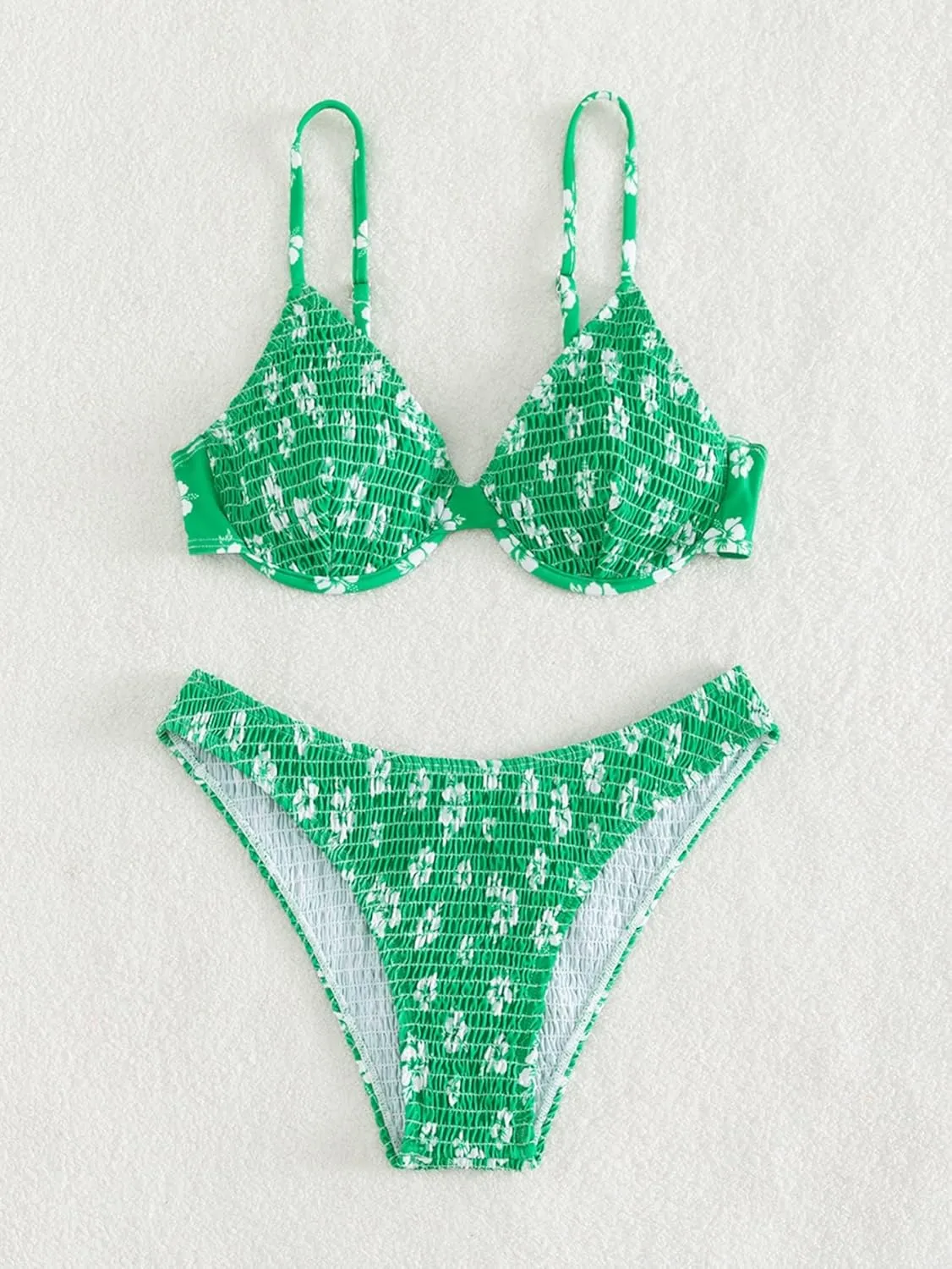 GORGLITTER Women's 2 Piece Swimsuits Floral High Waisted Bikini Sets Push Up Triangle Bathing Suits