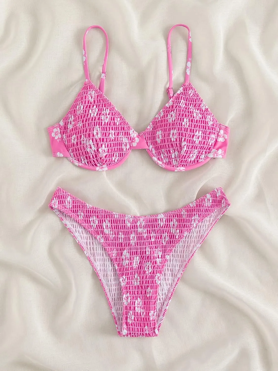 GORGLITTER Women's 2 Piece Swimsuits Floral High Waisted Bikini Sets Push Up Triangle Bathing Suits