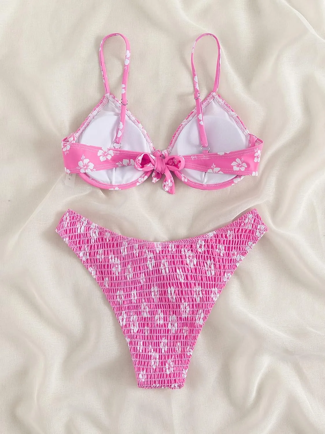 GORGLITTER Women's 2 Piece Swimsuits Floral High Waisted Bikini Sets Push Up Triangle Bathing Suits