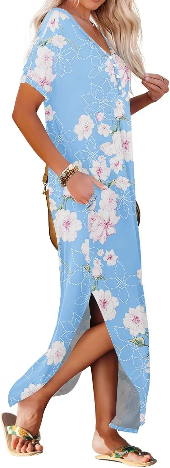 GRECERELLE Women's Casual Long Dress Sleeveless Double Split Maxi Dresses