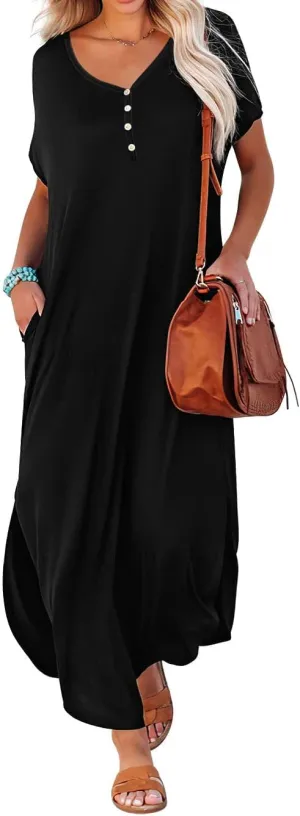 GRECERELLE Women's Casual Long Dress Sleeveless Double Split Maxi Dresses