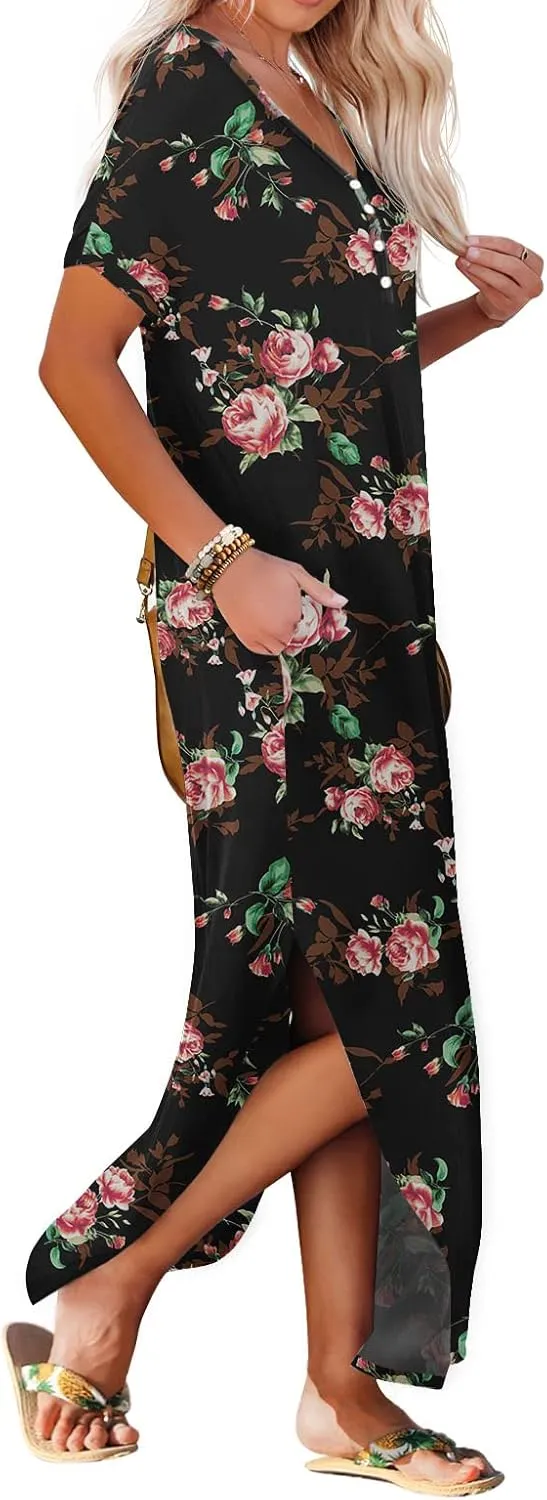 GRECERELLE Women's Casual Long Dress Sleeveless Double Split Maxi Dresses