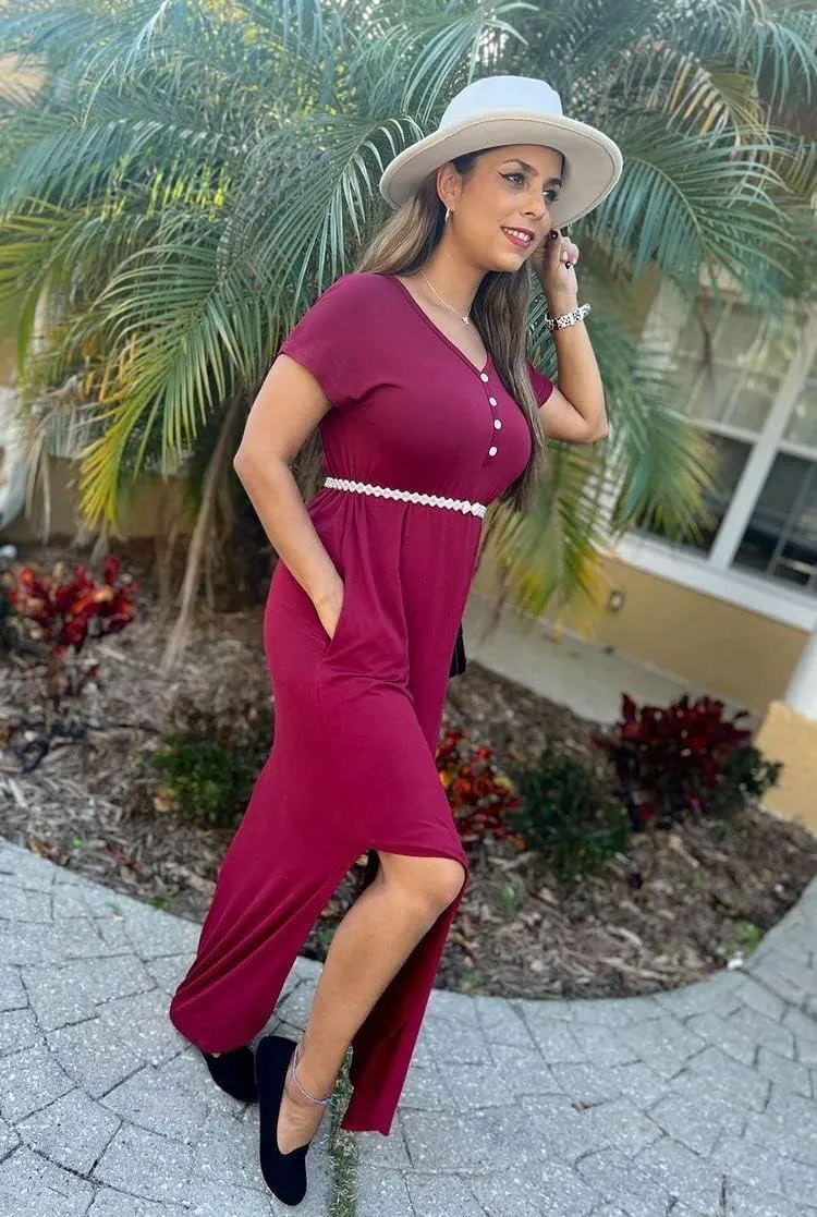 GRECERELLE Women's Casual Long Dress Sleeveless Double Split Maxi Dresses