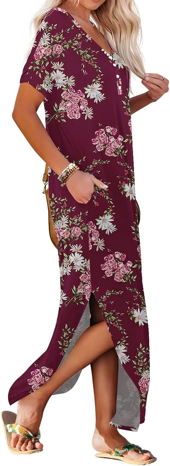 GRECERELLE Women's Casual Long Dress Sleeveless Double Split Maxi Dresses