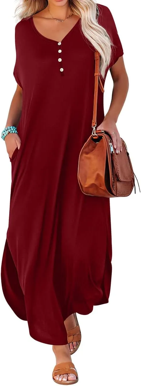 GRECERELLE Women's Casual Long Dress Sleeveless Double Split Maxi Dresses