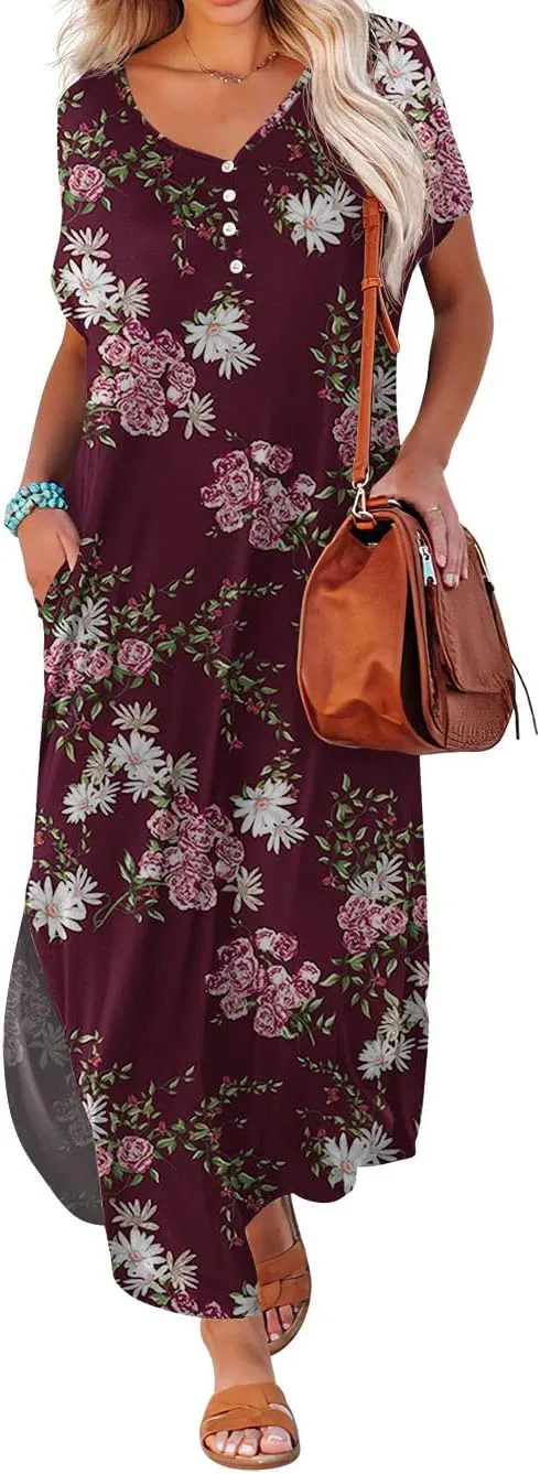 GRECERELLE Women's Casual Long Dress Sleeveless Double Split Maxi Dresses