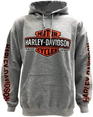 Harley-Davidson Men's Bar & Shield Logo Pullover Hooded Sweatshirt, Gray 40290205
