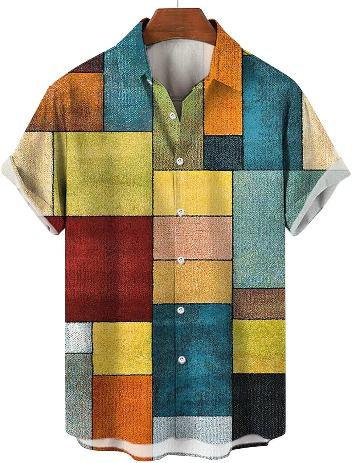 Hawaiian Shirt for Men Big and Tall Casual Beach Button Down Short Sleeve Shirt Men's Linen Western Casual Shirt Button