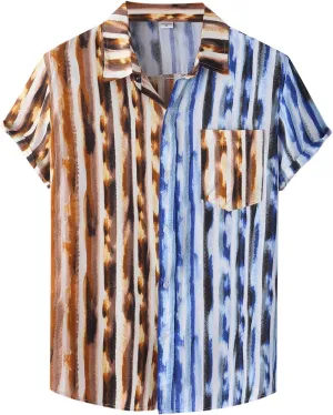 Hawaiian Shirt for Men Down Shirt Summer Short Sleeve Wrinkle Free Shirt Mens Casual Button Down Shirt Short Sleeve