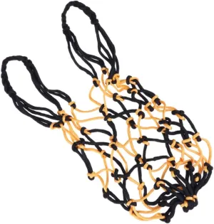 Heavy Duty Drawstring Mesh Net Bag for Basketball and Sports Equipment Durable Nylon Storage Carrier with Closure Versatile for Various Activities Yellow and Black