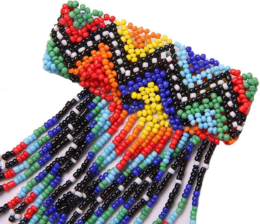 HENGYID Bohemian Handmade Statement Necklace | Beads Shawl Zulu Necklace & Boho | Tribal Necklaces for Women | Wedding Fine Jewelry Ethnic Style Hand-Woven Exaggerated Personality Necklace