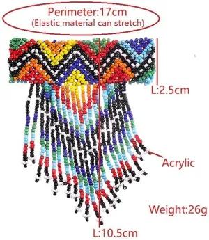 HENGYID Bohemian Handmade Statement Necklace | Beads Shawl Zulu Necklace & Boho | Tribal Necklaces for Women | Wedding Fine Jewelry Ethnic Style Hand-Woven Exaggerated Personality Necklace