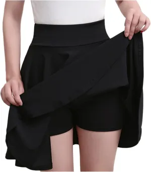 HGps8w Versatile Skirt for Women 2025 Summer Casual Solid High Waisted A-Line Tennis Golf Skorts Bulit-in-Shorts Mini Dress