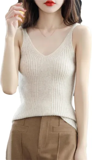 Hgvcfcv Spring Autumn Cashmere Vest Women Merino Wool Sweater Knitted Sleeveless Female Pullover Camisole Shirt Tank Tops