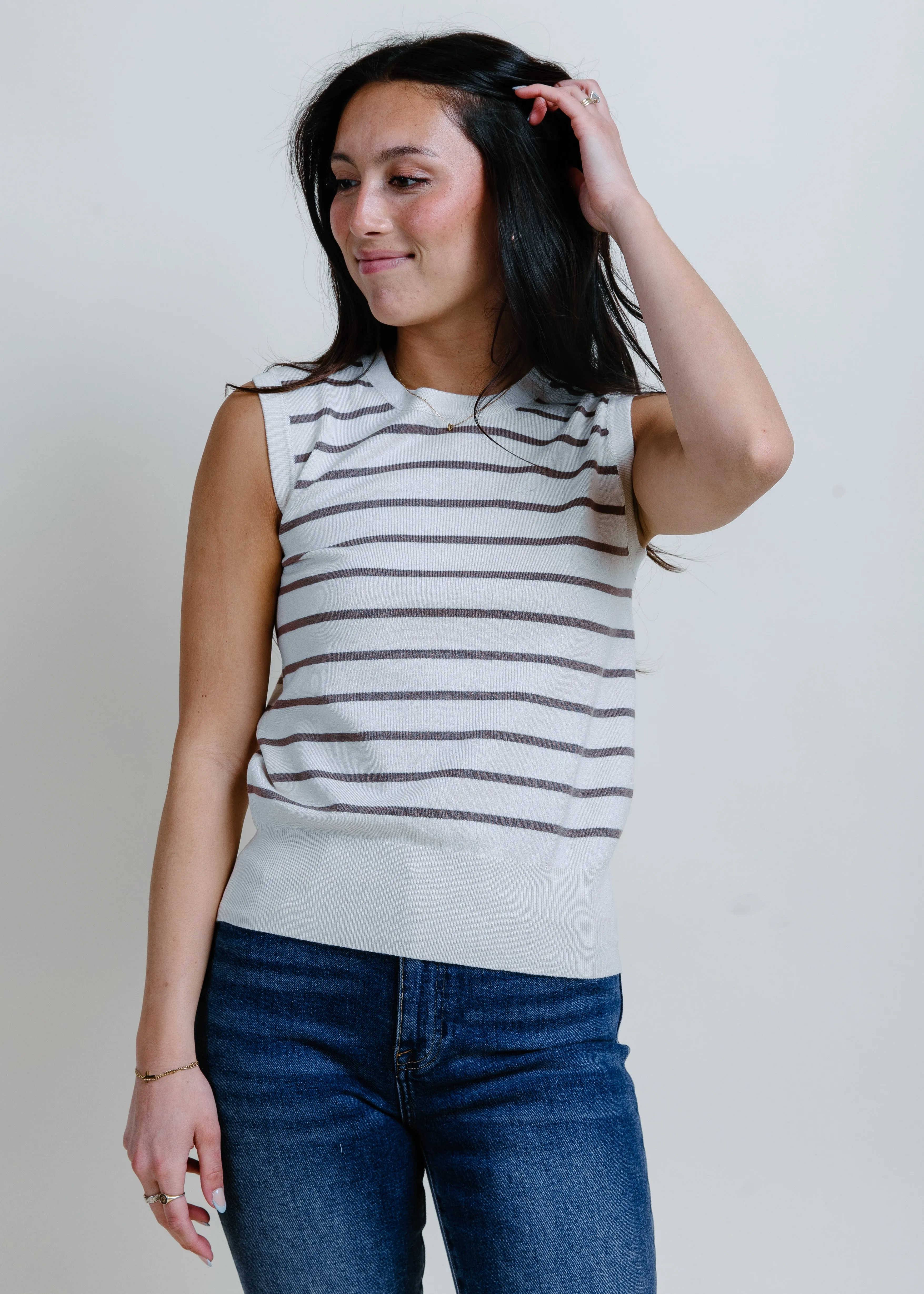 Hollie Striped Knit Top - Coco Stripe