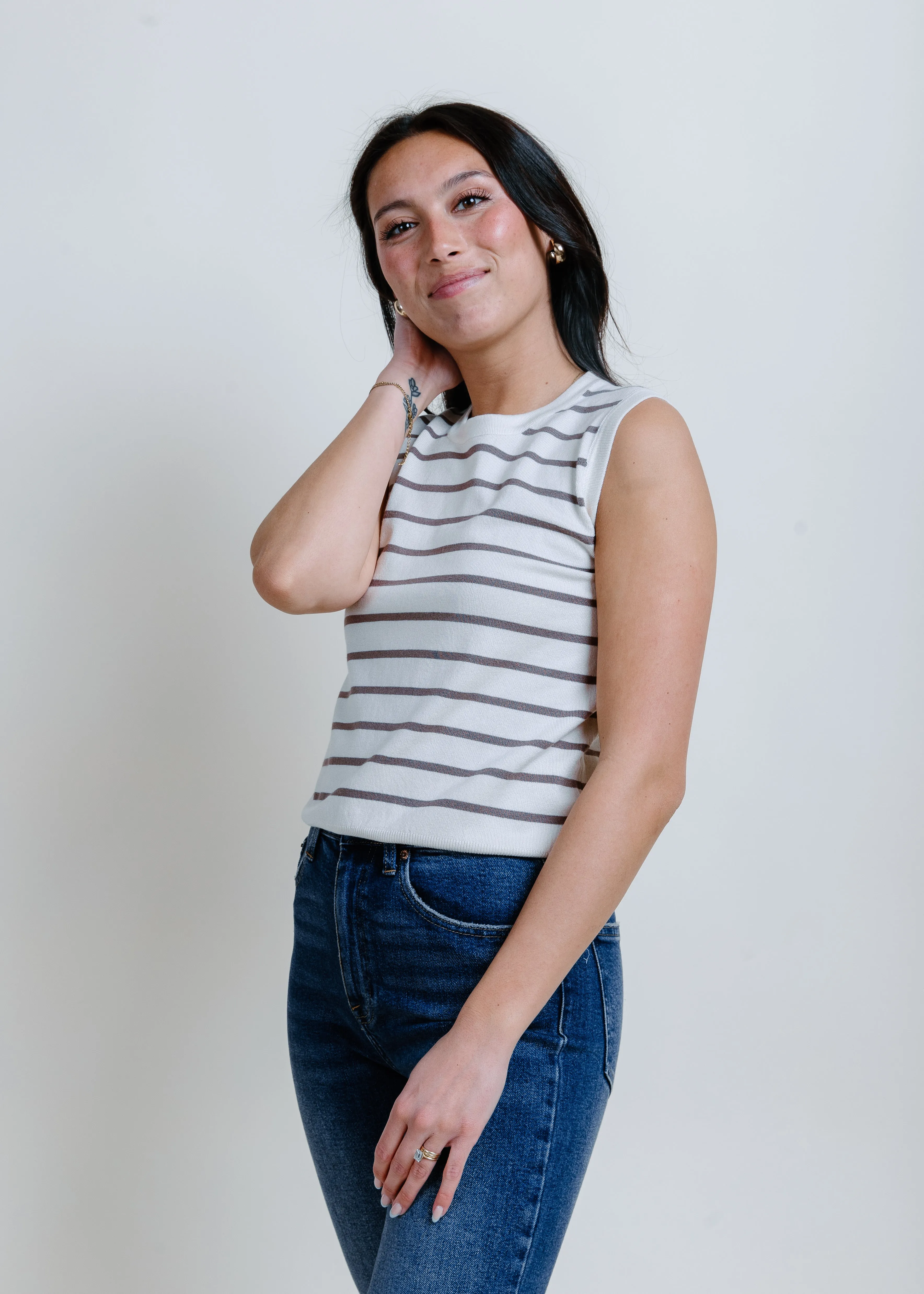 Hollie Striped Knit Top - Coco Stripe
