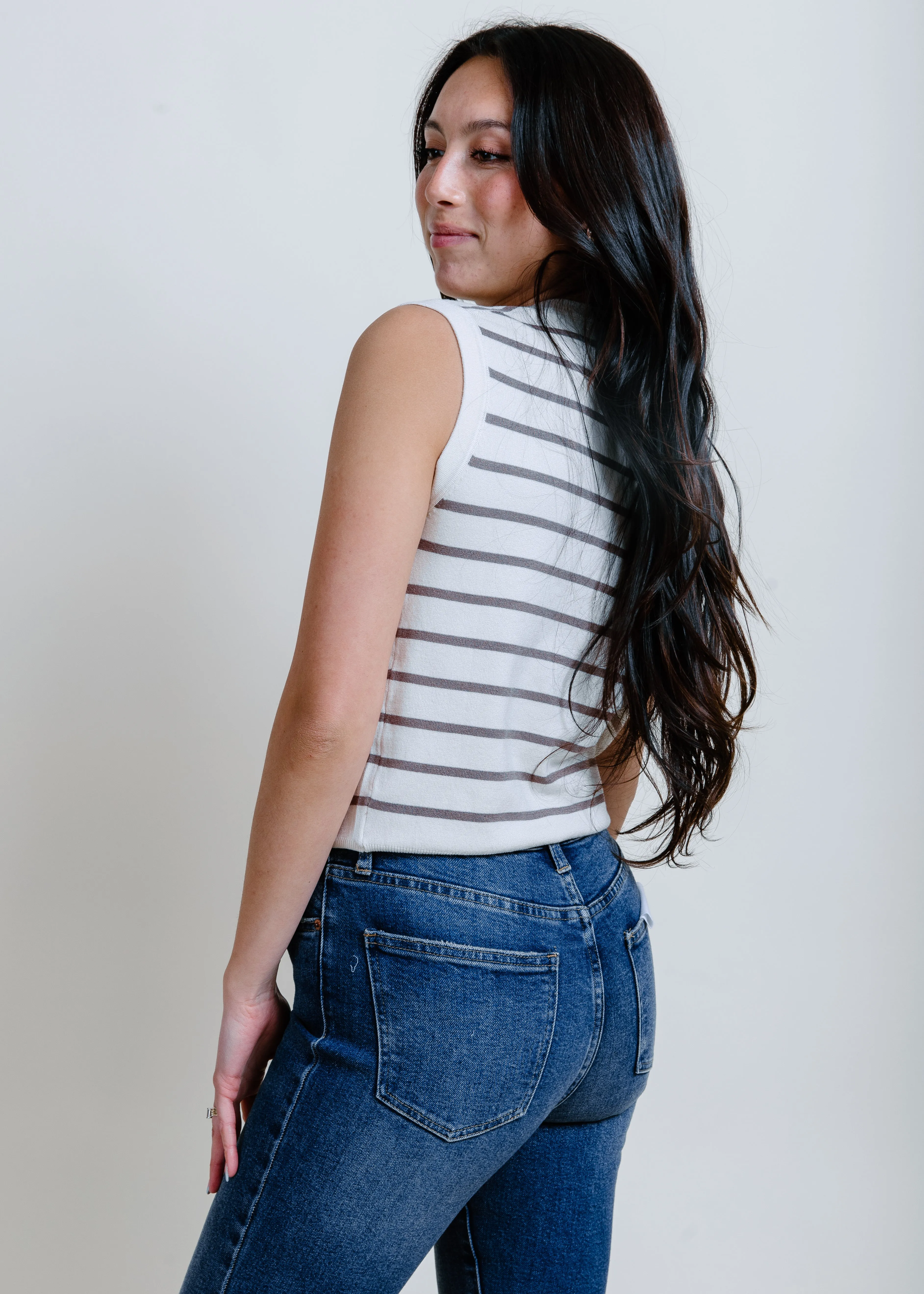 Hollie Striped Knit Top - Coco Stripe