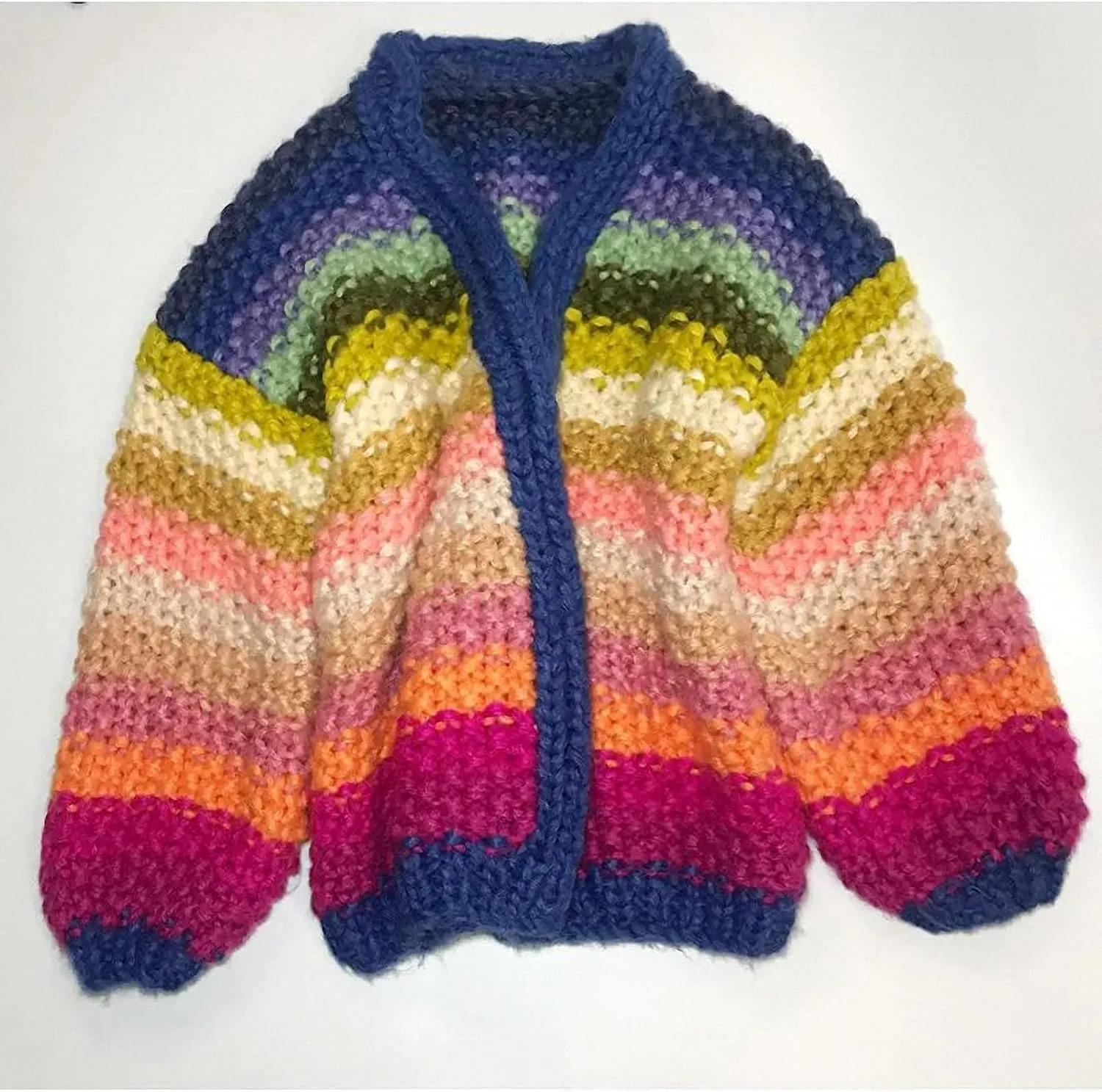 Hollow Out Kint Color Women Cardigan Sweater Elegant Long Puff Sleeve Female Sweaters Autumn Casual Lady Clothing
