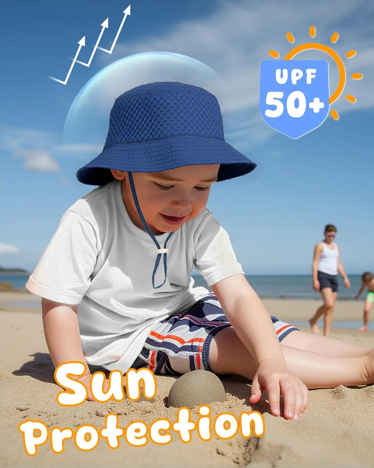HONGTEYA Baby Sun Hat Toddler Boy Bucket Hat Kids Summer Beach Hat Wide Brim Sun Protection