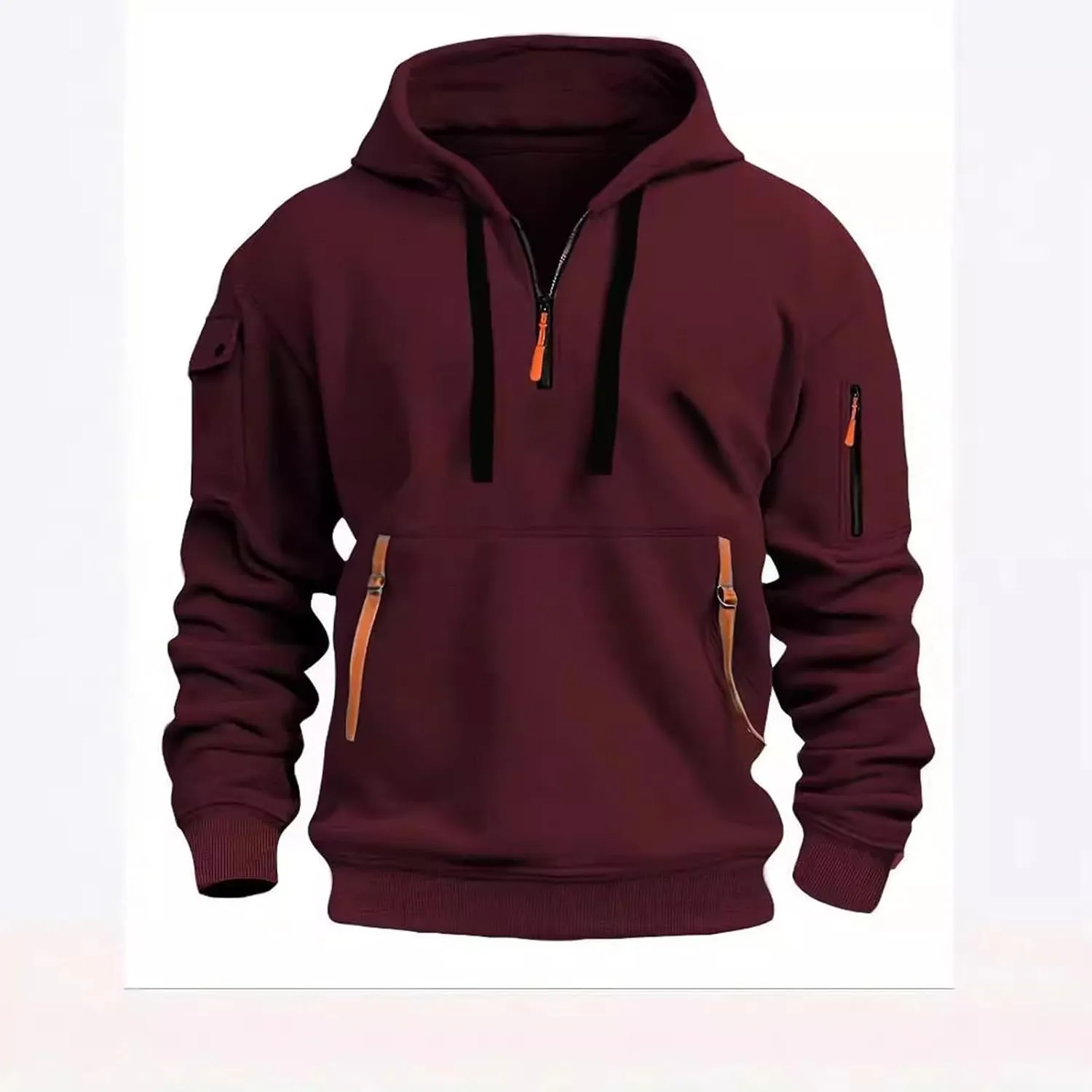 Hoodies For Men Tactical Quarter Zip Pullover Casual Long Sleeve Running Sweatshirt Multiple Pockets Outdoors Hoodie