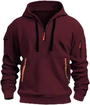 Hoodies For Men Tactical Quarter Zip Pullover Casual Long Sleeve Running Sweatshirt Multiple Pockets Outdoors Hoodie