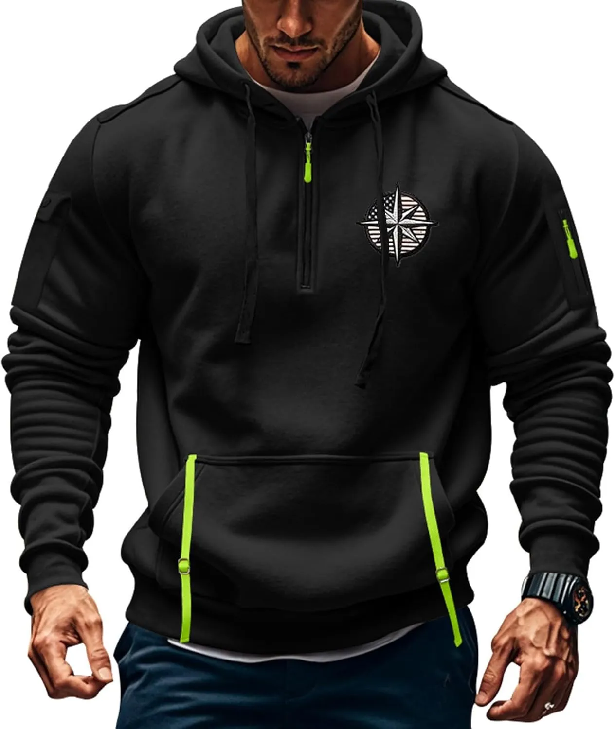 Hoodies For Men Tall Stylish Quarter Zip Pullovers Big And Tall Tactical Sweatshirts Long Sleeve Hoodies With Pockets