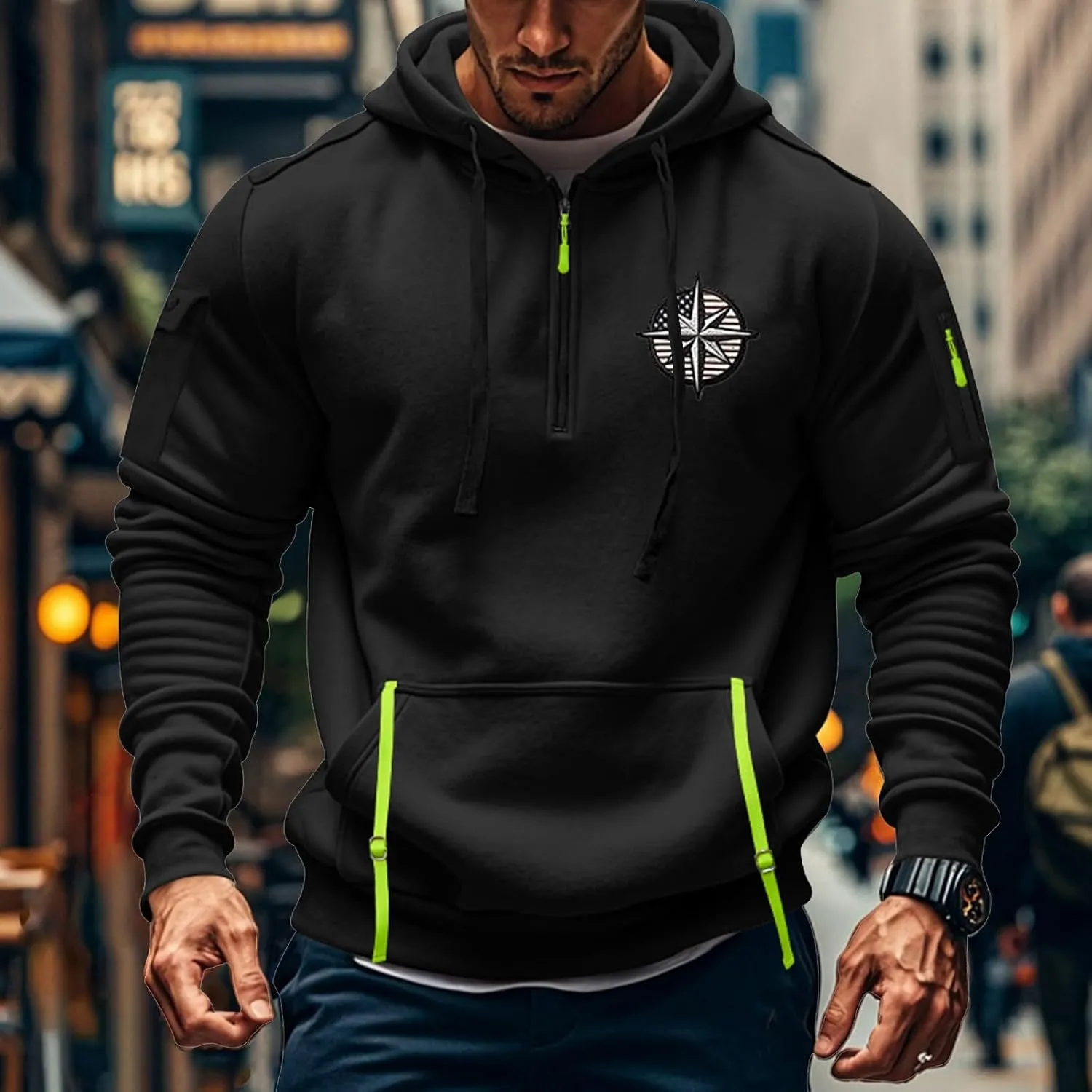 Hoodies For Men Tall Stylish Quarter Zip Pullovers Big And Tall Tactical Sweatshirts Long Sleeve Hoodies With Pockets