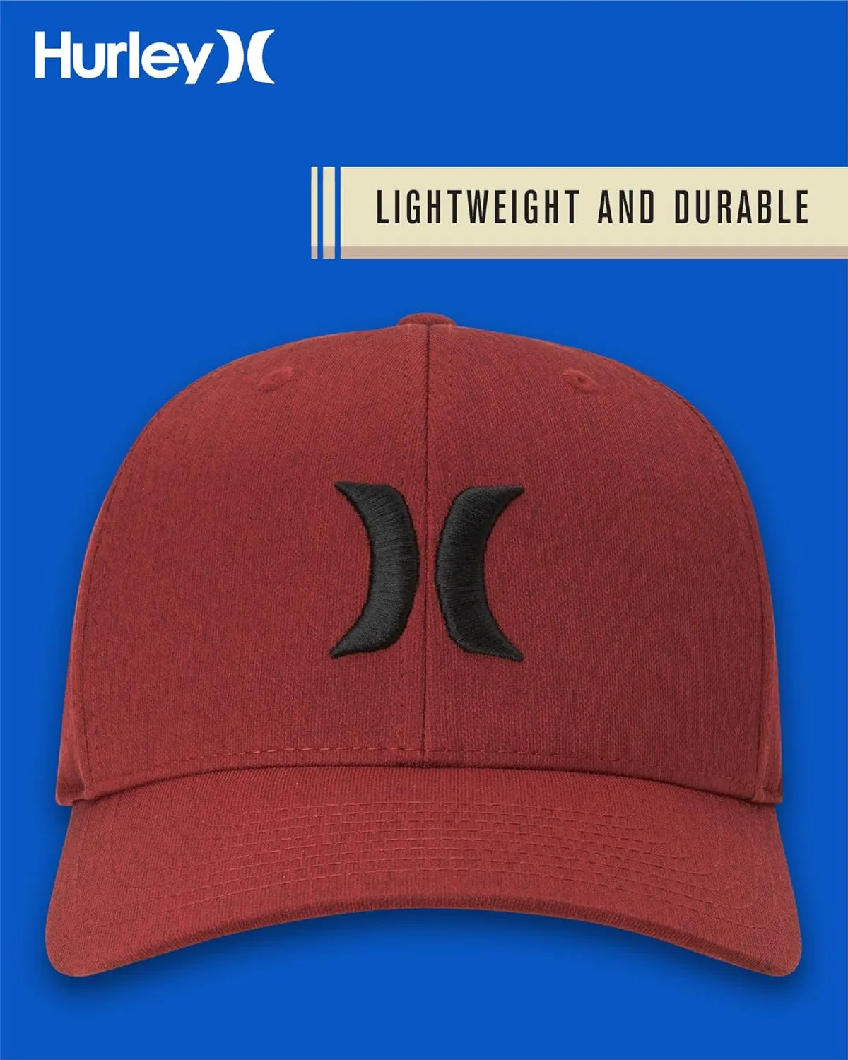 Hurley Mens Baseball Cap - Moisture Wicking Curved Brim Flexfit Fitted Hats for Men with H2O-Dri Sweatband (Sizes: S-XL)
