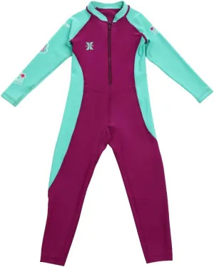 IDOPIP Kids Boys Girls Color Block One Piece Swimsuit Swimwear Long Sleeve Rash Guard Sunsuit Wetsuit Beachwear Bathing Suit