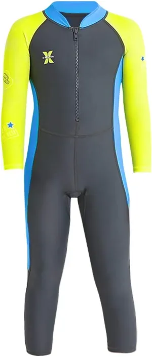 IDOPIP Kids Boys Girls Color Block One Piece Swimsuit Swimwear Long Sleeve Rash Guard Sunsuit Wetsuit Beachwear Bathing Suit