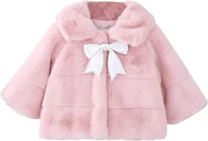 iiniim Toddler Baby Girls Faux Fur Coat Cloak Jacket Dress Cover Cape Poncho for Wedding Birthday Winter Warm Outerwear