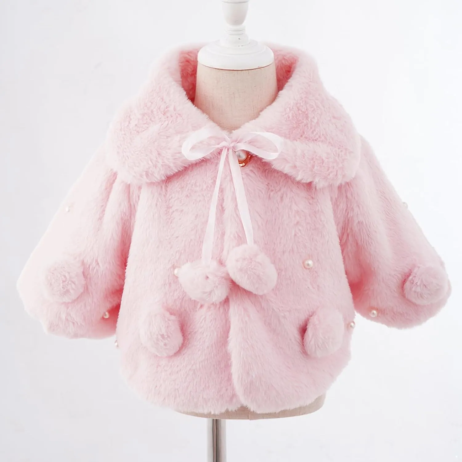 iiniim Toddler Baby Girls Faux Fur Coat Cloak Jacket Dress Cover Cape Poncho for Wedding Birthday Winter Warm Outerwear