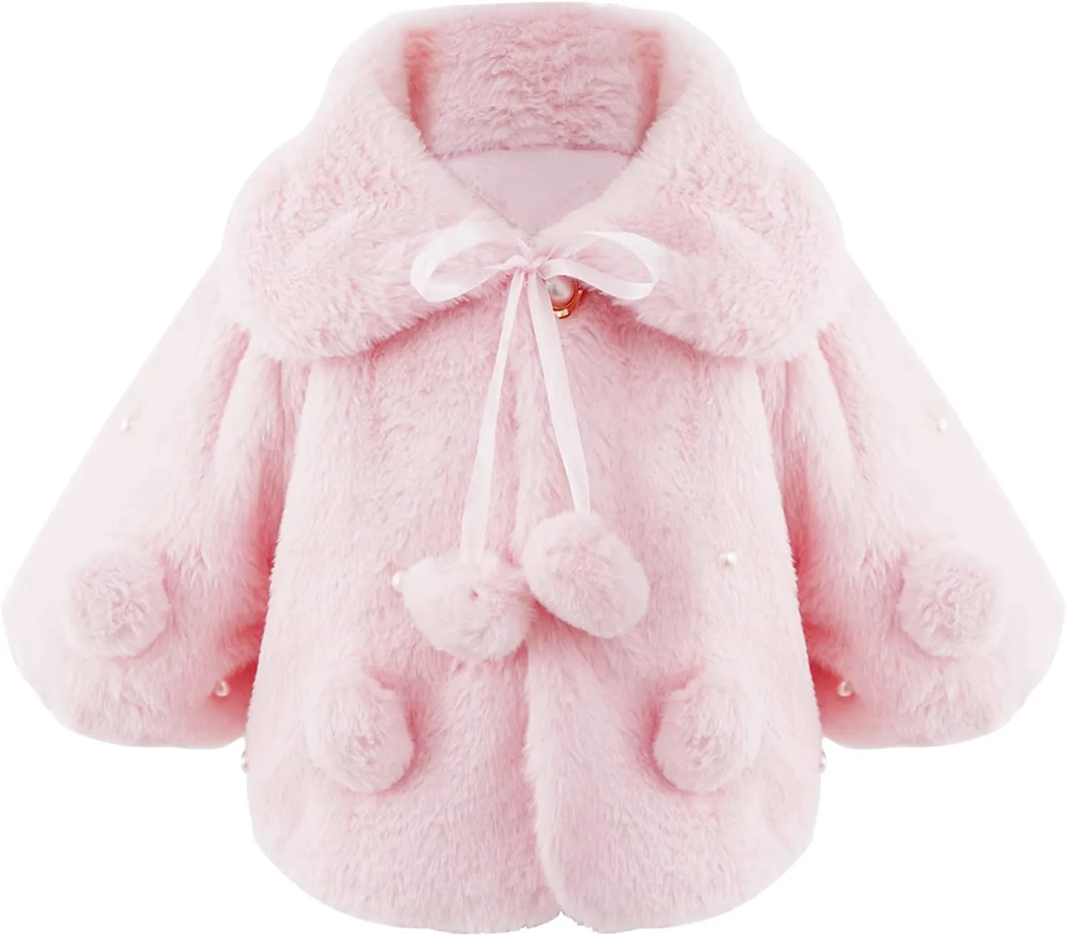 iiniim Toddler Baby Girls Faux Fur Coat Cloak Jacket Dress Cover Cape Poncho for Wedding Birthday Winter Warm Outerwear