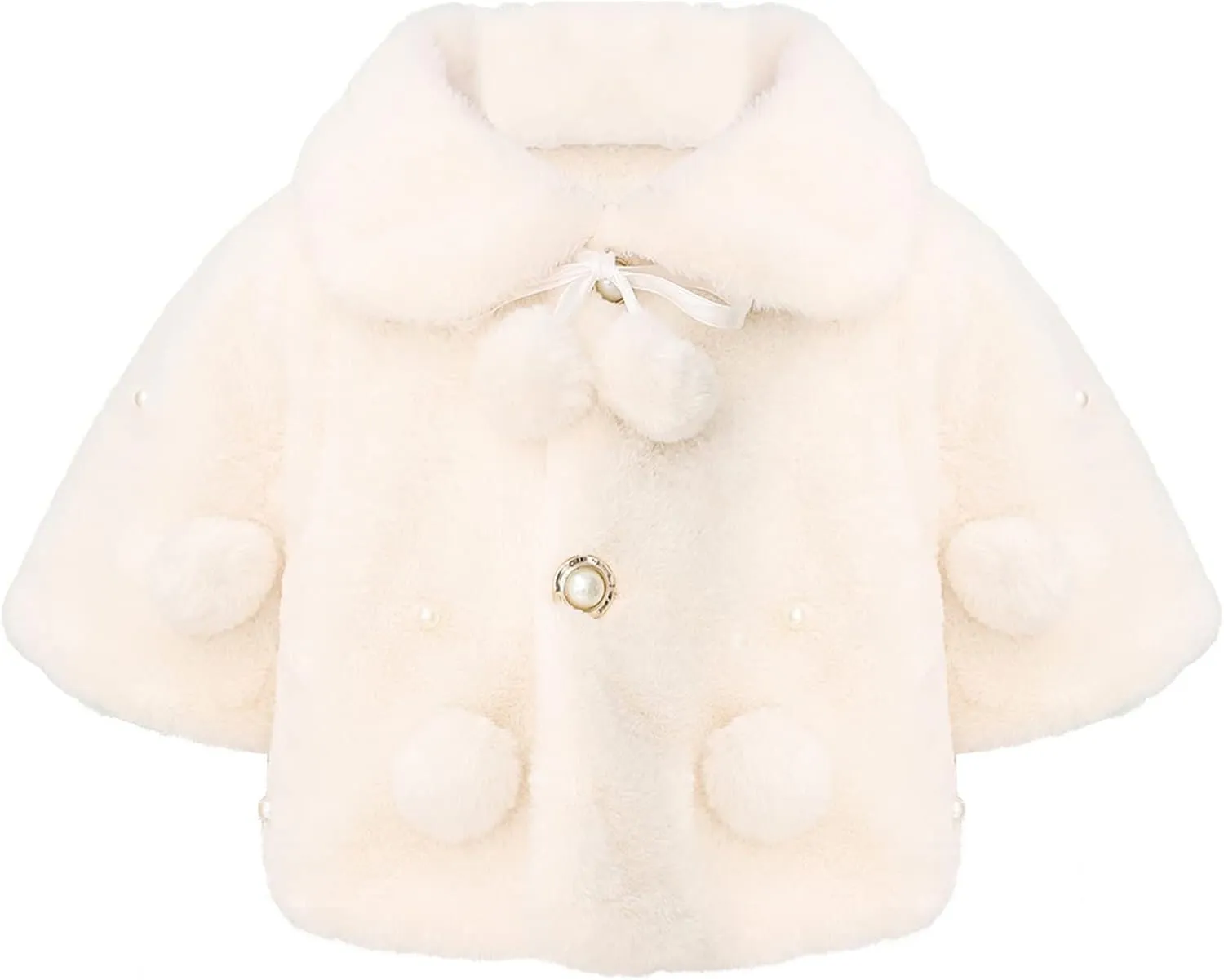 iiniim Toddler Baby Girls Faux Fur Coat Cloak Jacket Dress Cover Cape Poncho for Wedding Birthday Winter Warm Outerwear