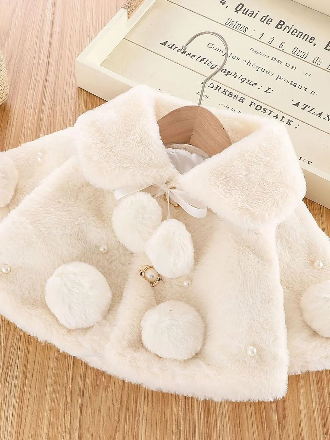 iiniim Toddler Baby Girls Faux Fur Coat Cloak Jacket Dress Cover Cape Poncho for Wedding Birthday Winter Warm Outerwear