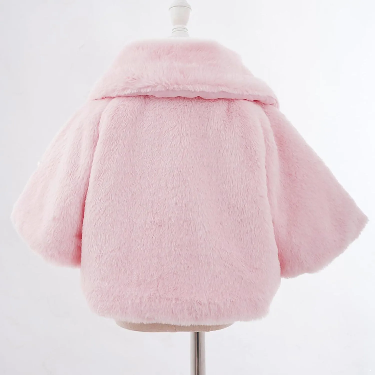 iiniim Toddler Baby Girls Faux Fur Coat Cloak Jacket Dress Cover Cape Poncho for Wedding Birthday Winter Warm Outerwear