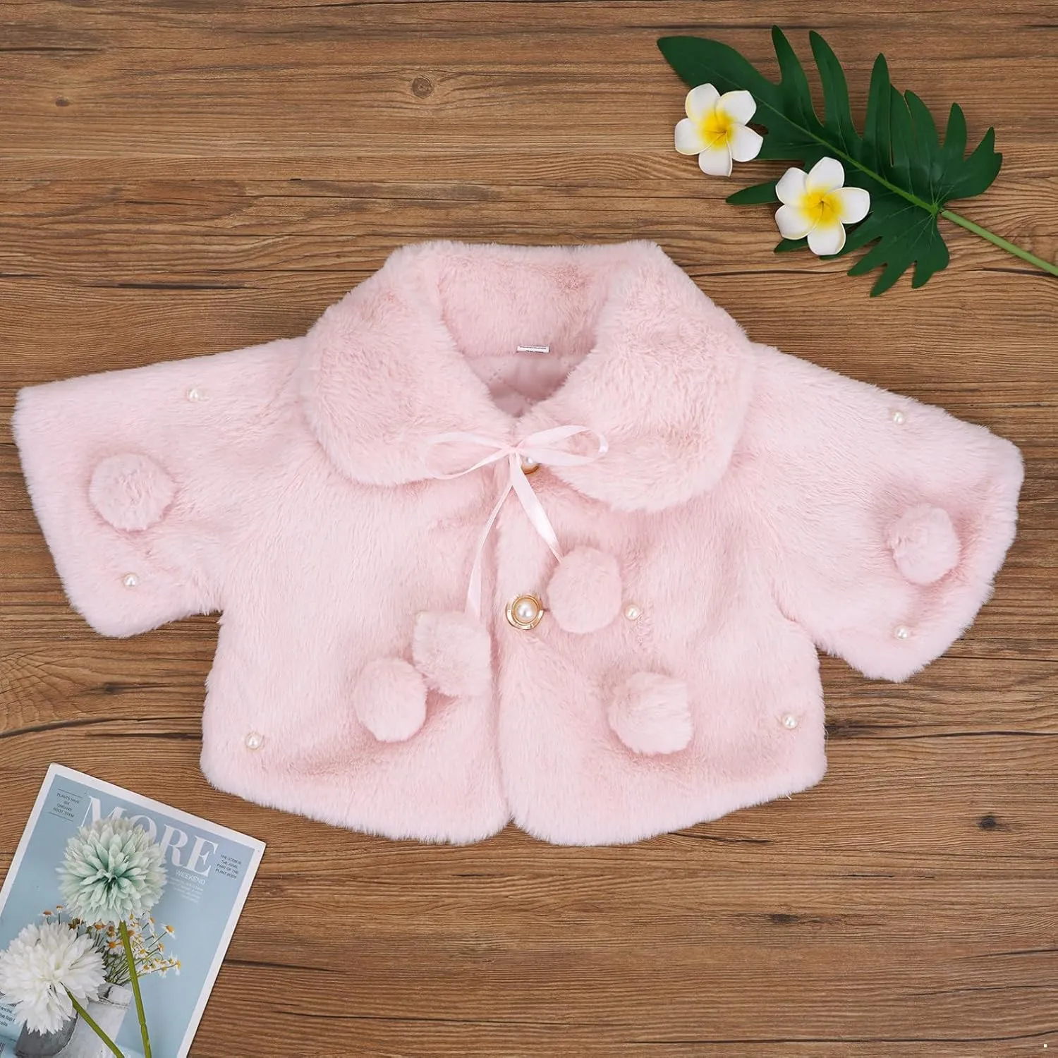 iiniim Toddler Baby Girls Faux Fur Coat Cloak Jacket Dress Cover Cape Poncho for Wedding Birthday Winter Warm Outerwear