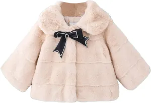iiniim Toddler Baby Girls Faux Fur Coat Cloak Jacket Dress Cover Cape Poncho for Wedding Birthday Winter Warm Outerwear