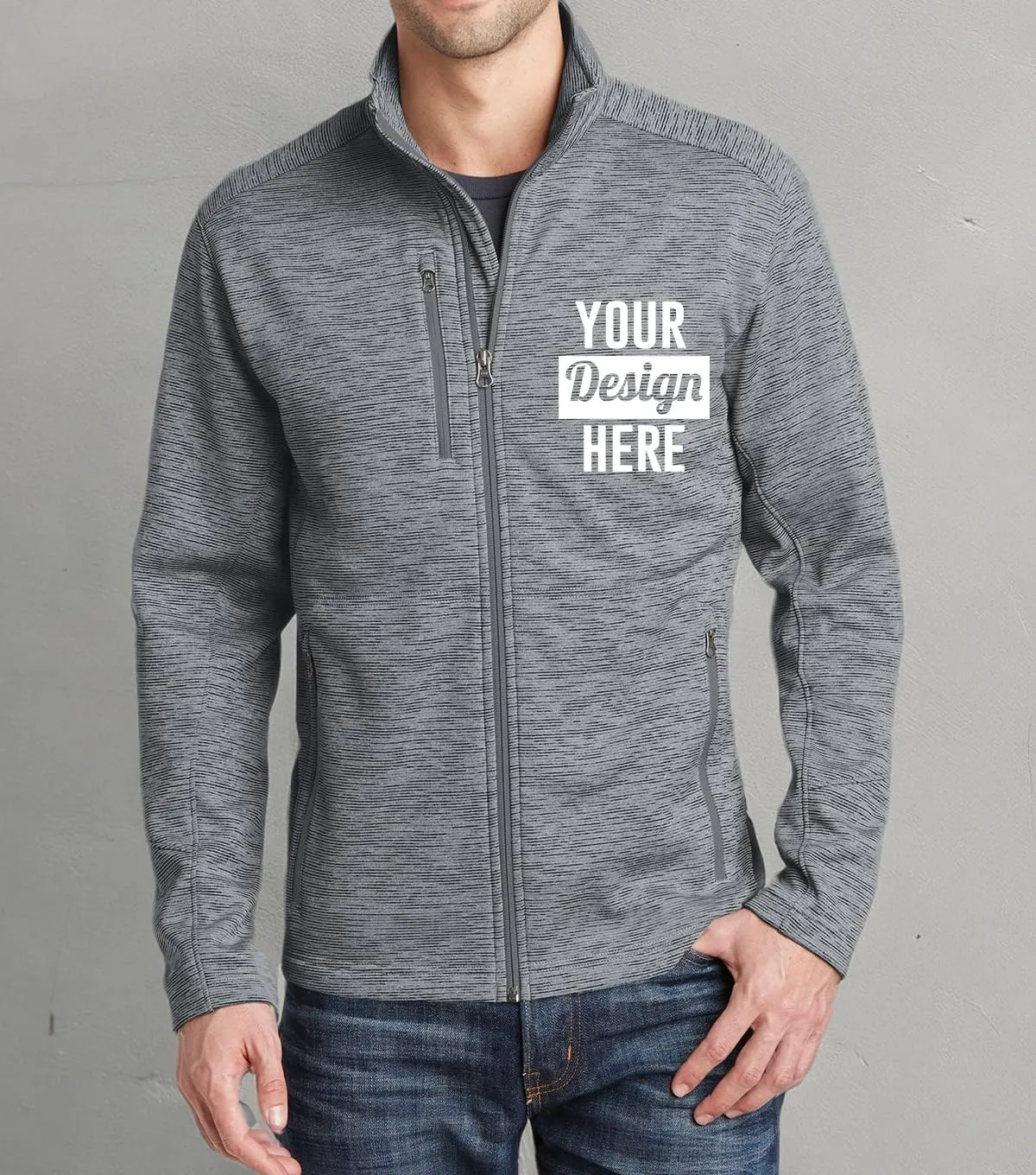 INK STITCH Men F231 Deisgn Your Own Custom Stitching Logo Texts Digi Stripe Fleece Jackets