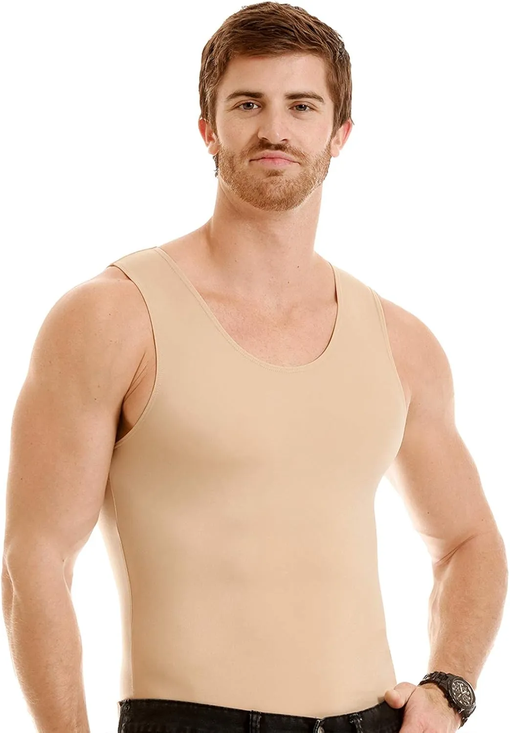 Insta Slim -Made in USA- Compression Tank-Top Shapewear for Men. Tummy Control Slimming Body-Shaper for Belly & Back Support
