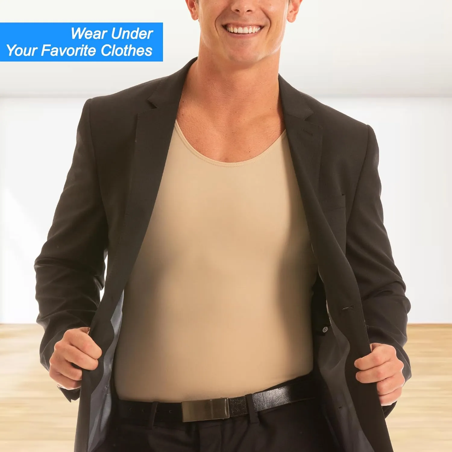 Insta Slim -Made in USA- Compression Tank-Top Shapewear for Men. Tummy Control Slimming Body-Shaper for Belly & Back Support