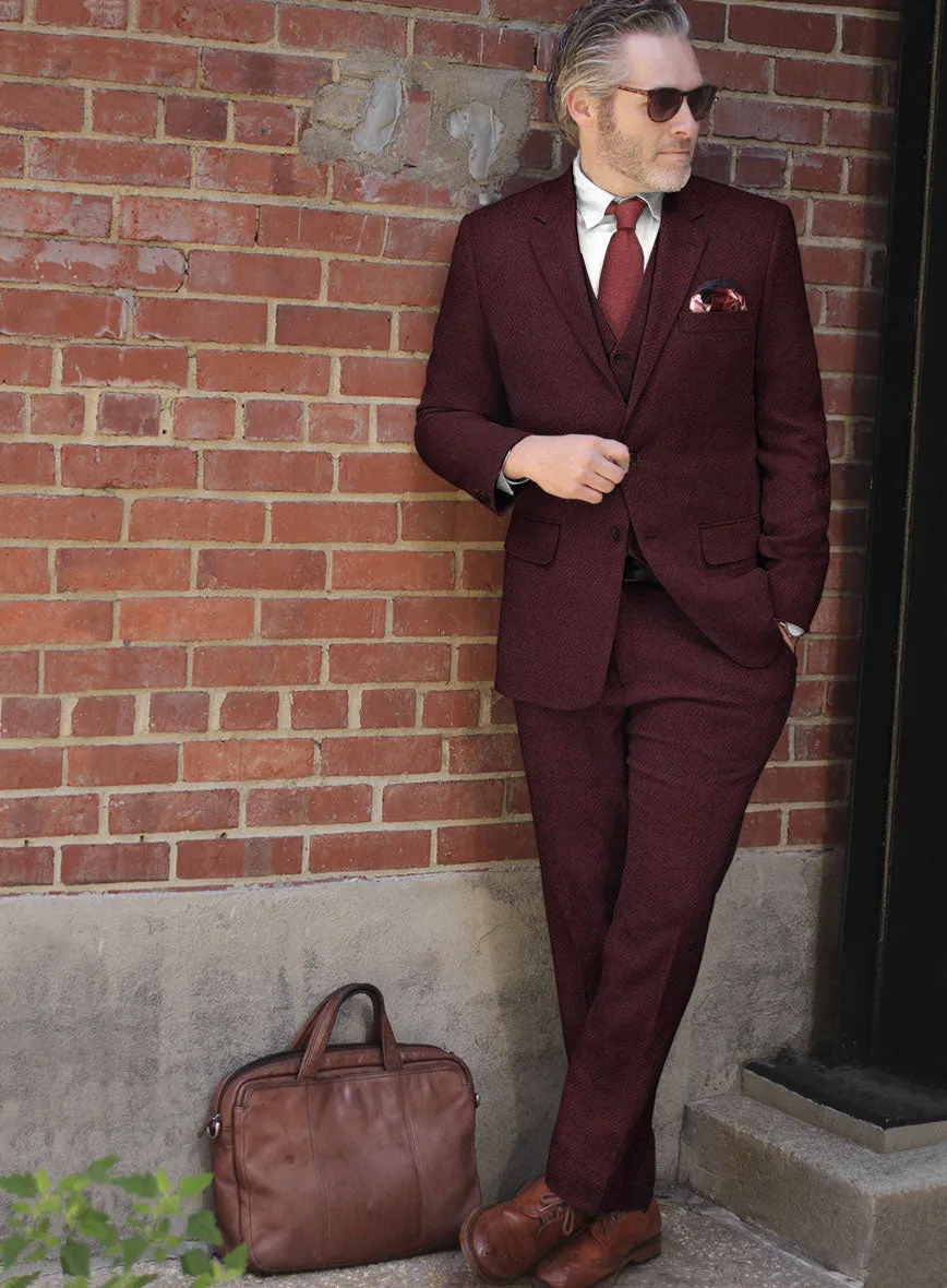 Italian Highlander Wine Tweed Suit