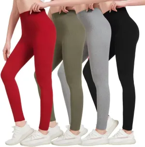 just one Womens High-Waisted Leggings; Coordinated 4-Pack Designs for Workout, Lounging, and Everyday Comfort.